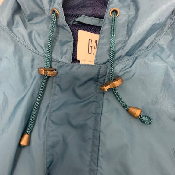 Vintage GAP Windbraker Coat Men S Teal Soft Shell Mesh Liner Full Zip 4 Pockets - Picture 9 of 12